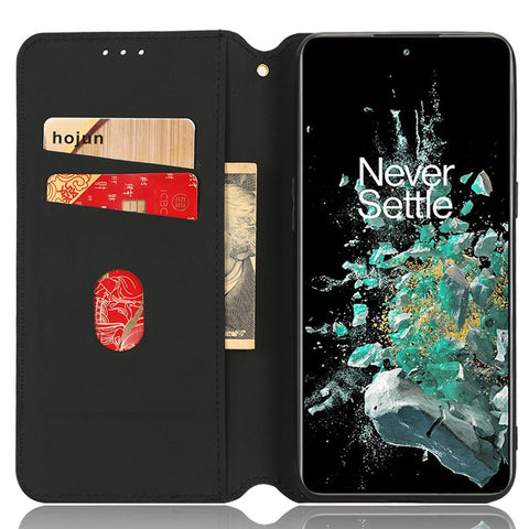 Wallet Cover for OnePlus 10T 5G / Ace Pro 5G, Flip PU Leather Stand Imprinting Rhombus Pattern Phone Case