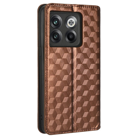 Wallet Cover for OnePlus 10T 5G / Ace Pro 5G, Flip PU Leather Stand Imprinting Rhombus Pattern Phone Case