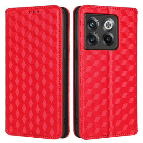 Wallet Cover for OnePlus 10T 5G / Ace Pro 5G, Flip PU Leather Stand Imprinting Rhombus Pattern Phone Case