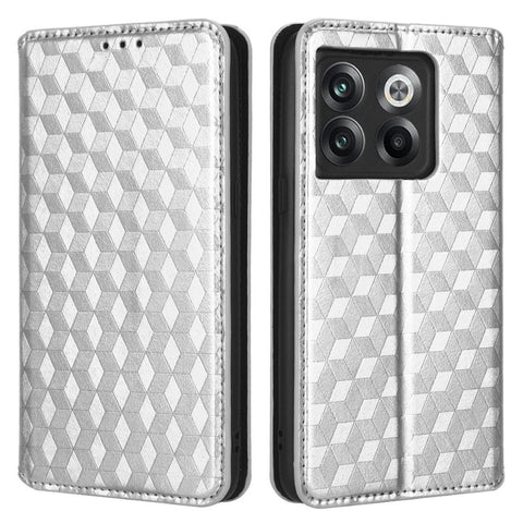 Wallet Cover for OnePlus 10T 5G / Ace Pro 5G, Flip PU Leather Stand Imprinting Rhombus Pattern Phone Case