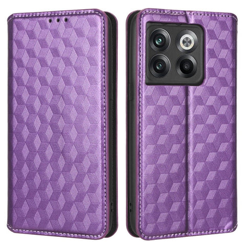 Wallet Cover for OnePlus 10T 5G / Ace Pro 5G, Flip PU Leather Stand Imprinting Rhombus Pattern Phone Case