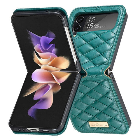 BINFEN COLOR Phone Case for Samsung Galaxy Z Flip4 5G, Imprinted Rhombus Pattern Protective Phone Cover