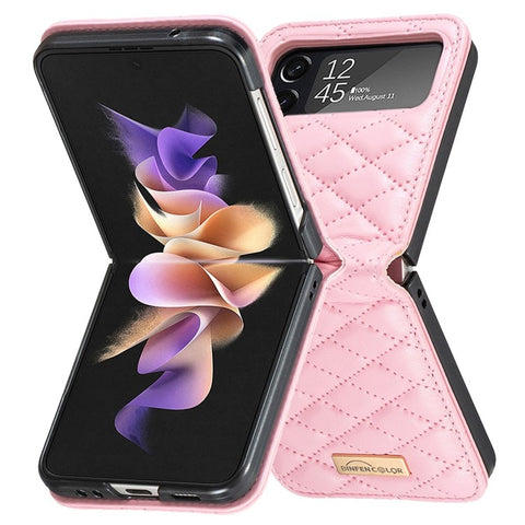 BINFEN COLOR Phone Case for Samsung Galaxy Z Flip4 5G, Imprinted Rhombus Pattern Protective Phone Cover