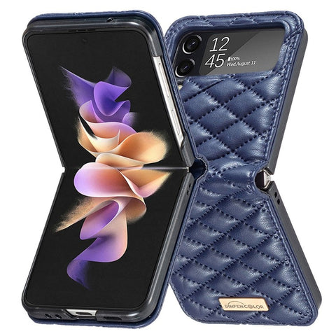 BINFEN COLOR Phone Case for Samsung Galaxy Z Flip4 5G, Imprinted Rhombus Pattern Protective Phone Cover