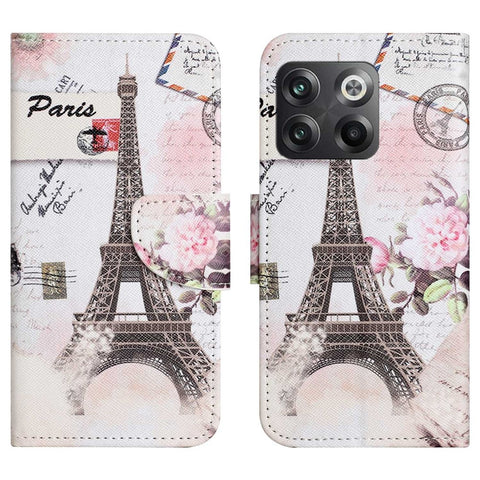 For OnePlus 10T 5G / Ace Pro 5G Scratch-resistant Pattern Printing Anti-fall Case Cross Texture PU Leather Wallet Cell Phone Shell with Stand