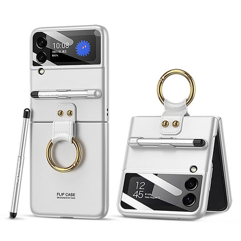 GKK For Samsung Galaxy Z Flip4 5G Ultra Slim Hard PC Phone Case with Tempered Glass Lens Protector+Stylus Pen