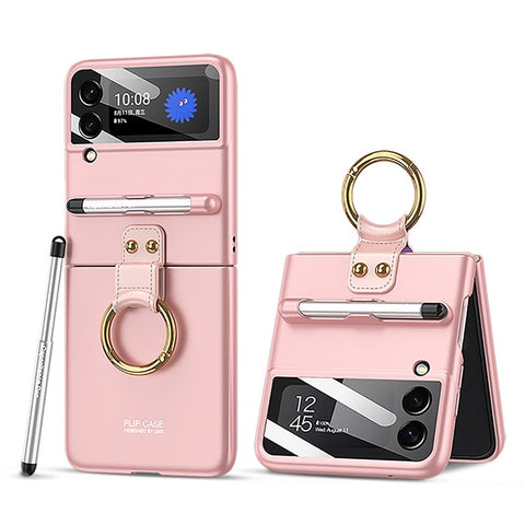 GKK For Samsung Galaxy Z Flip4 5G Ultra Slim Hard PC Phone Case with Tempered Glass Lens Protector+Stylus Pen