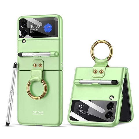 GKK For Samsung Galaxy Z Flip4 5G Ultra Slim Hard PC Phone Case with Tempered Glass Lens Protector+Stylus Pen