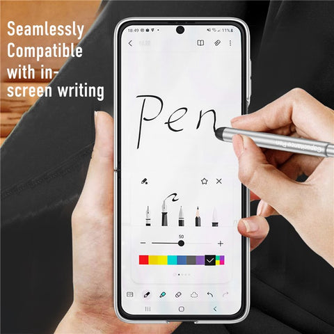 GKK For Samsung Galaxy Z Flip4 5G Magnetic Hinge PC Folding Phone Case Camera Lens Film Design Drop-proof Cover with Stylus Pen