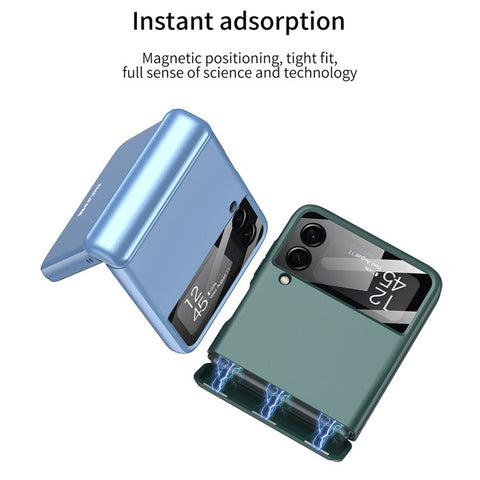 GKK For Samsung Galaxy Z Flip4 5G Hard PC Folding Phone Case Magnetic Hinge Camera Lens Film Full Protection Cover