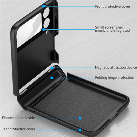 GKK For Samsung Galaxy Z Flip4 5G Hard PC Folding Phone Case Magnetic Hinge Camera Lens Film Full Protection Cover