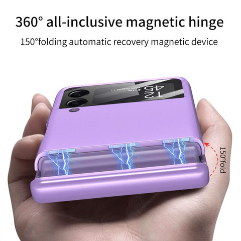 GKK For Samsung Galaxy Z Flip4 5G Hard PC Folding Phone Case Magnetic Hinge Camera Lens Film Full Protection Cover