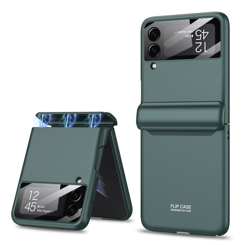 GKK For Samsung Galaxy Z Flip4 5G Hard PC Folding Phone Case Magnetic Hinge Camera Lens Film Full Protection Cover