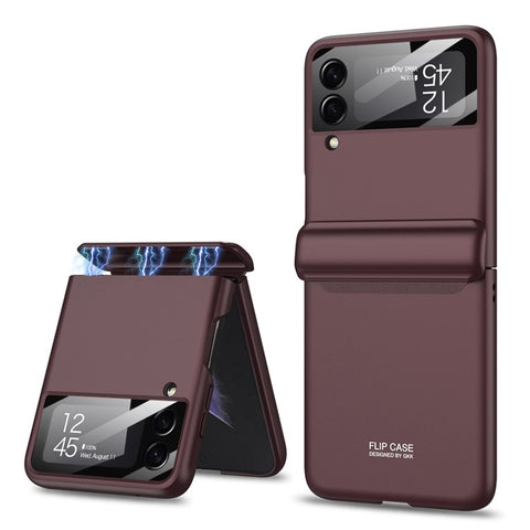 GKK For Samsung Galaxy Z Flip4 5G Hard PC Folding Phone Case Magnetic Hinge Camera Lens Film Full Protection Cover