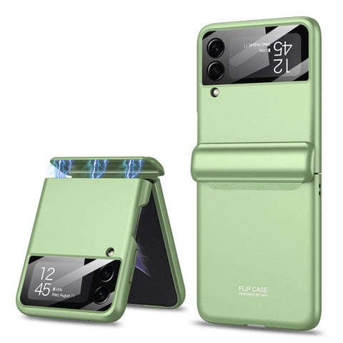 GKK For Samsung Galaxy Z Flip4 5G Hard PC Folding Phone Case Magnetic Hinge Camera Lens Film Full Protection Cover