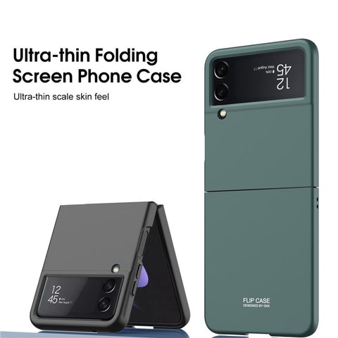 GKK For Samsung Galaxy Z Flip4 5G Ultra Slim PC Phone Case Flipping Cover with Tempered Glass Lens Protector
