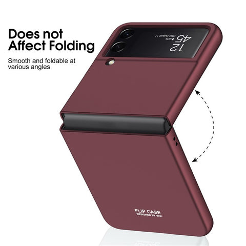 GKK For Samsung Galaxy Z Flip4 5G Ultra Slim PC Phone Case Flipping Cover with Tempered Glass Lens Protector