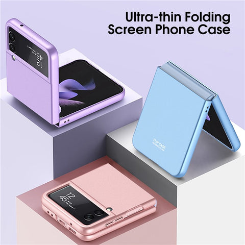 GKK For Samsung Galaxy Z Flip4 5G Ultra Slim PC Phone Case Flipping Cover with Tempered Glass Lens Protector
