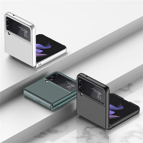 GKK For Samsung Galaxy Z Flip4 5G Ultra Slim PC Phone Case Flipping Cover with Tempered Glass Lens Protector