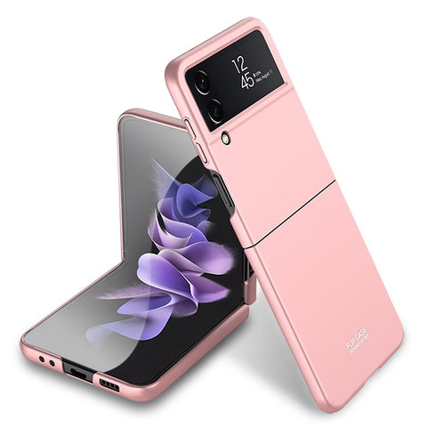 GKK For Samsung Galaxy Z Flip4 5G Ultra Slim PC Phone Case Flipping Cover with Tempered Glass Lens Protector