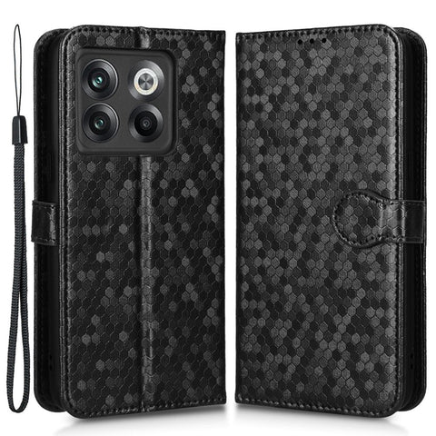 For OnePlus 10T 5G / Ace Pro 5G Drop-proof Phone Wallet Case Stand Dot Pattern Imprinted TPU+PU Leather Folio Flip Cover Shell