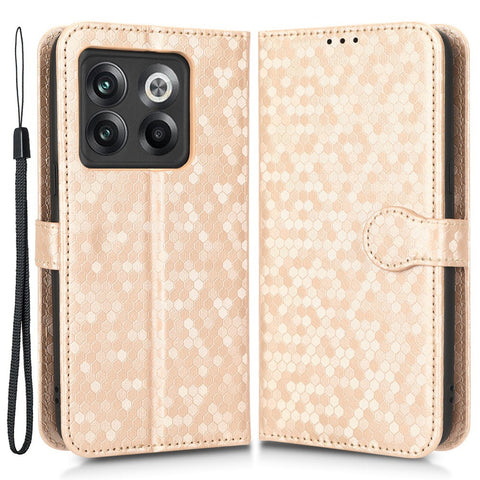 For OnePlus 10T 5G / Ace Pro 5G Drop-proof Phone Wallet Case Stand Dot Pattern Imprinted TPU+PU Leather Folio Flip Cover Shell