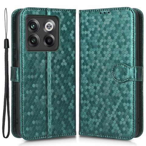 For OnePlus 10T 5G / Ace Pro 5G Drop-proof Phone Wallet Case Stand Dot Pattern Imprinted TPU+PU Leather Folio Flip Cover Shell