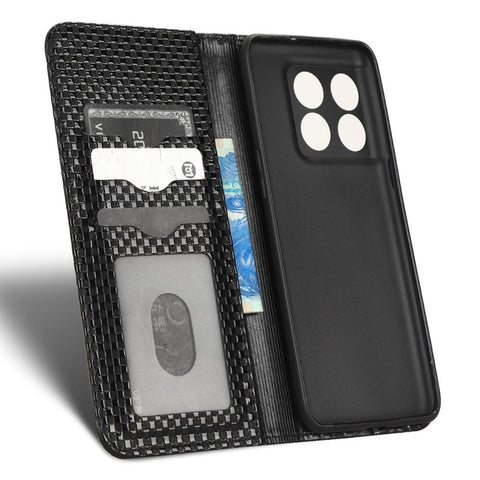 Phone Flip Wallet Cover for OnePlus 10T 5G / Ace Pro 5G, Grid Texture PU Leather Stand Case Magnetic Auto-absorbed Protective Shell