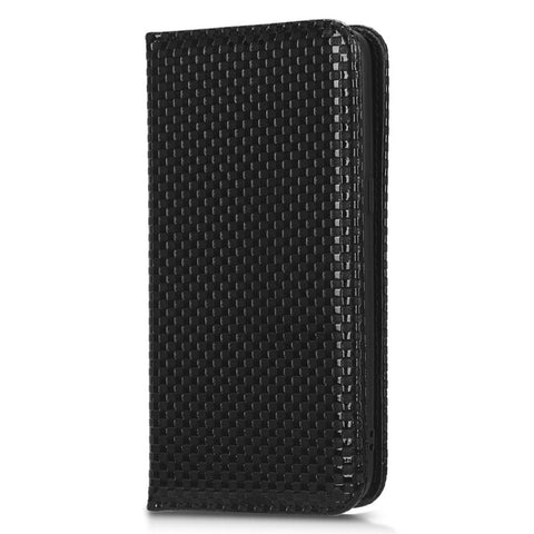 Phone Flip Wallet Cover for OnePlus 10T 5G / Ace Pro 5G, Grid Texture PU Leather Stand Case Magnetic Auto-absorbed Protective Shell