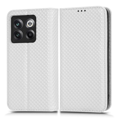 Phone Flip Wallet Cover for OnePlus 10T 5G / Ace Pro 5G, Grid Texture PU Leather Stand Case Magnetic Auto-absorbed Protective Shell