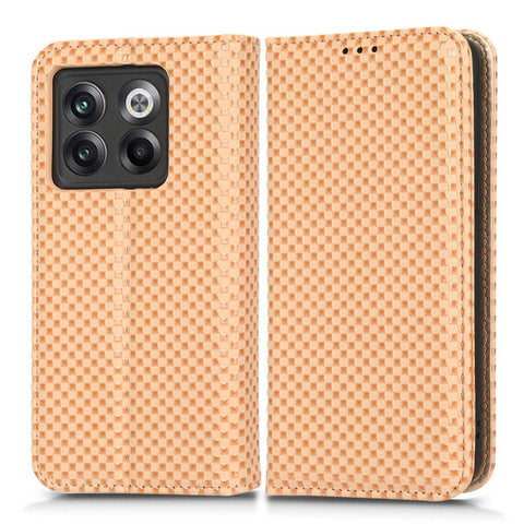 Phone Flip Wallet Cover for OnePlus 10T 5G / Ace Pro 5G, Grid Texture PU Leather Stand Case Magnetic Auto-absorbed Protective Shell