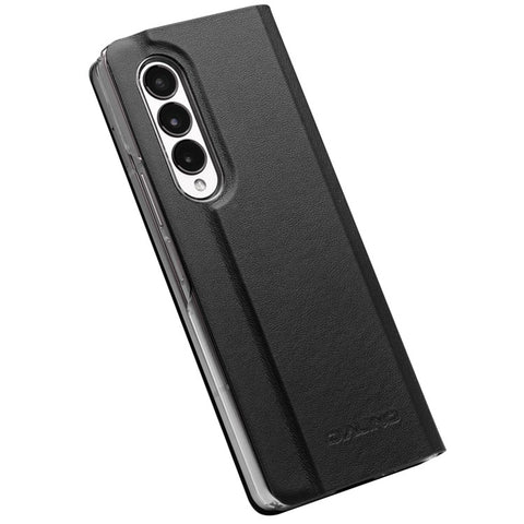 QIALINO For Samsung Galaxy Z Fold3 5G Genuine Leather Anti-Drop Phone Case Foldable Stand Card Holder Full Protection Cover