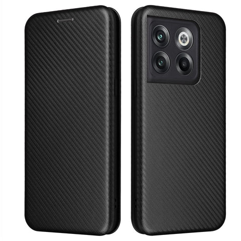 For OnePlus 10T 5G / Ace Pro 5G Carbon Fiber Texture Smartphone Case PU Leather Magnetic Auto-absorbed Stand Card Holder Function Phone Shell