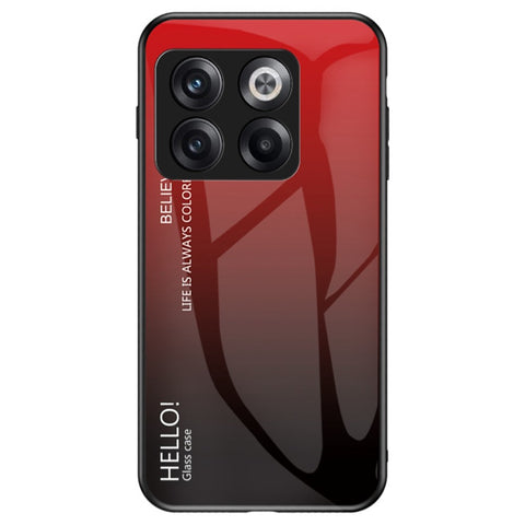 For OnePlus 10T 5G / Ace Pro 5G Gradient Color Tempered Glass Phone Case Hard PC Soft TPU Shockproof Defender Back Cover