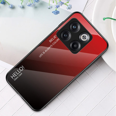 For OnePlus 10T 5G / Ace Pro 5G Gradient Color Tempered Glass Phone Case Hard PC Soft TPU Shockproof Defender Back Cover