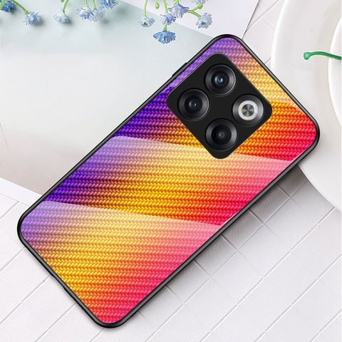 For OnePlus 10T 5G/Ace Pro 5G Carbon Fiber Texture Tempered Glass Case Hard PC Soft TPU Anti-Scratch Shockproof Cover