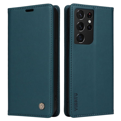 YIKATU YK- 001 for Samsung Galaxy S21 Ultra 5G Anti-scratch Phone Wallet Case Stand PU Leather Magnetic Closure Protective Cover