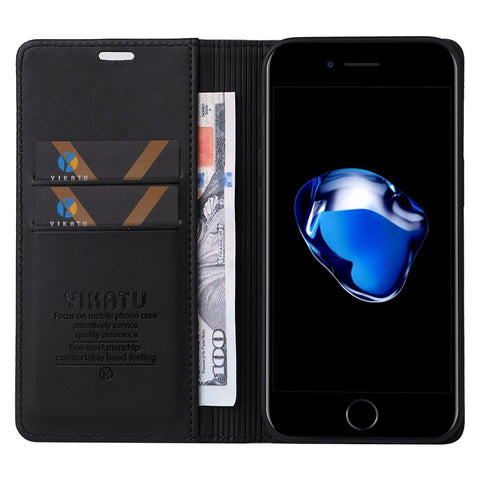 YIKATU YK- 001 Phone Wallet Case for iPhone 6 Plus / 7 Plus / 8 Plus 5.5 inch, Anti-fall Phone Shell Magnetic Closure Flip Leather Cover Stand