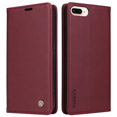 YIKATU YK- 001 Phone Wallet Case for iPhone 6 Plus / 7 Plus / 8 Plus 5.5 inch, Anti-fall Phone Shell Magnetic Closure Flip Leather Cover Stand