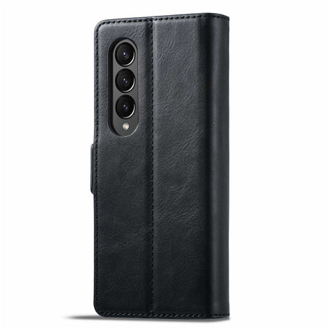 LC.IMEEKE for Samsung Galaxy Z Fold3 5G RFID Blocking Phone Cover PU Leather + PC Wallet Stand Double Magnetic Clasps Phone Shell