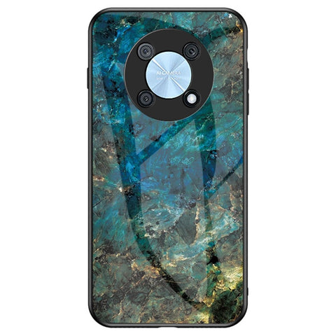 For Huawei Enjoy 50 Pro 4G / nova Y90 4G Fall Resistant Phone Cover Marble Pattern Tempered Glass+PC+TPU Hybrid Case