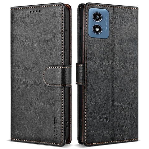 N.BEKUS CSJ-001 For Motorola Moto G Play (2024) 4G Case Leather Phone Cover Solid Color