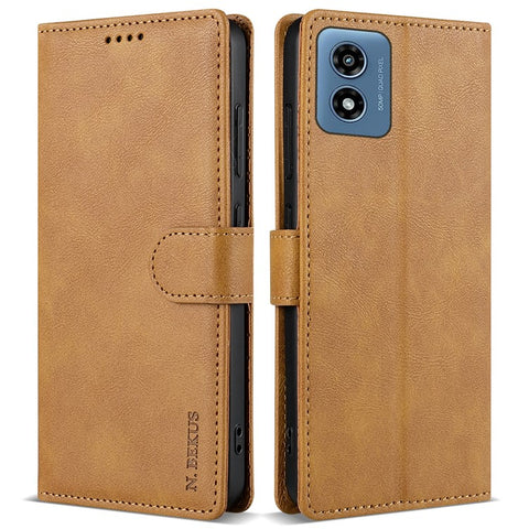 N.BEKUS CSJ-001 For Motorola Moto G Play (2024) 4G Case Leather Phone Cover Solid Color