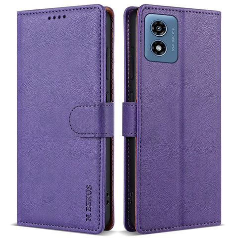 N.BEKUS CSJ-001 For Motorola Moto G Play (2024) 4G Case Leather Phone Cover Solid Color