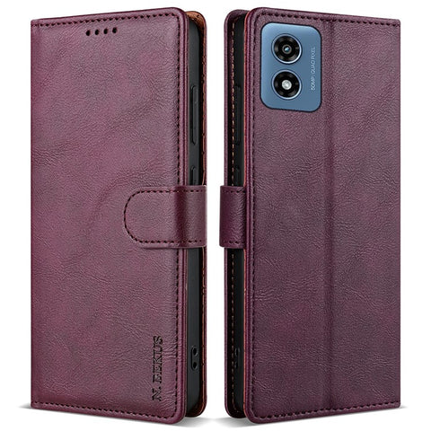 N.BEKUS CSJ-001 For Motorola Moto G Play (2024) 4G Case Leather Phone Cover Solid Color
