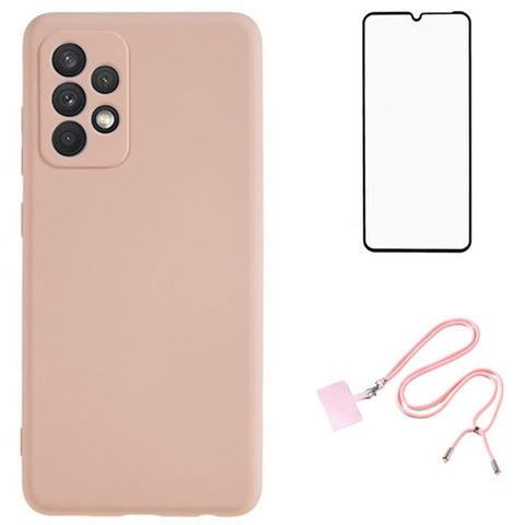 WANLONFENG RB1 Series For Samsung Galaxy A33 5G Case Flexible TPU Phone Cover with Strap / Screen Film