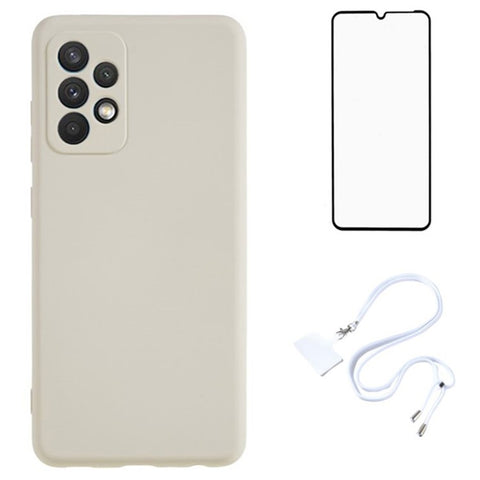 WANLONFENG RB1 Series For Samsung Galaxy A33 5G Case Flexible TPU Phone Cover with Strap / Screen Film