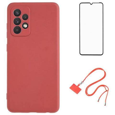 WANLONFENG RB1 Series For Samsung Galaxy A33 5G Case Flexible TPU Phone Cover with Strap / Screen Film