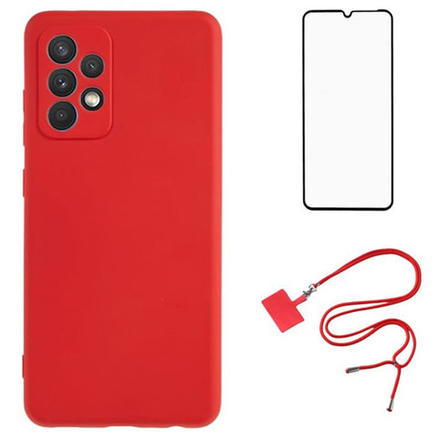 WANLONFENG RB1 Series For Samsung Galaxy A33 5G Case Flexible TPU Phone Cover with Strap / Screen Film