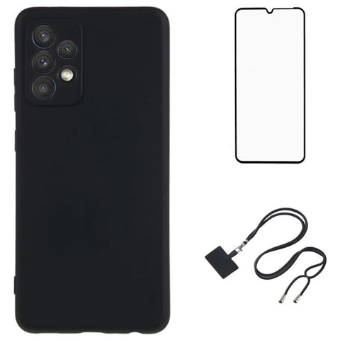 WANLONFENG RB1 Series For Samsung Galaxy A33 5G Case Flexible TPU Phone Cover with Strap / Screen Film